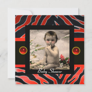Convite ZEBRA BRANCO VERMELHO Modelo de Fotografia do Mono