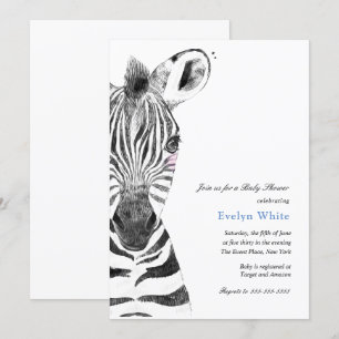 Convite Zebra da Aquarela CHÁ DE FRALDAS