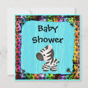 Convite Zebra e Leopardo Funky e Chá de fraldas de Impres