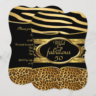 Convite Zebra Leopardo Preto Dourado Selvagem Fabuloso Ani
