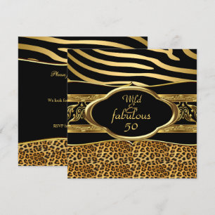 Convite Zebra Leopardo Preto Dourado Selvagem Fabuloso Ani
