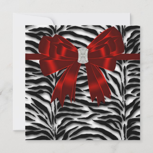 Convite Zebra Preto Vermelho para Todas as Ocasiões (Frente)