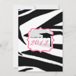 Convite Zebra Print e Pink Class of 2012 Graduation