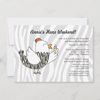 Convite Zebra Print Engraçado Hen - Bachelorette do Partid