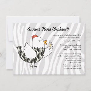 Convite Zebra Print Engraçado Hen - Despedida de Solteira