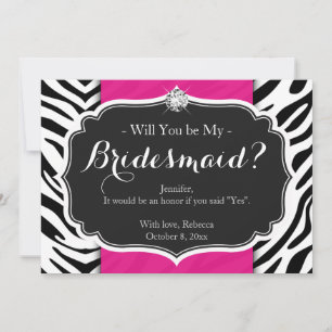 Convite Zebra Print será minha dama de Bridesmaid