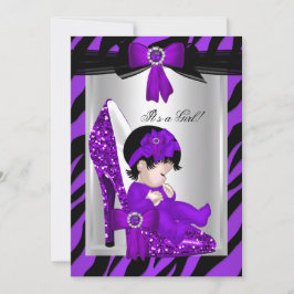 Convite Zebra Purple High Heels Chá de fraldas BrunGirl