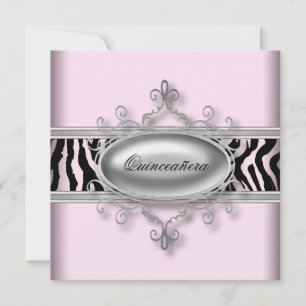 Convite Zebra Quinceanera rosa