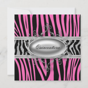 Convite Zebra Quinceanera rosa