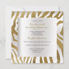 Convite Zebra Safari Pele Animal Pele Silver Dourado Anive