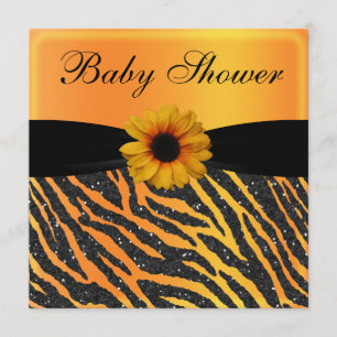 Convite Zebra, Sunflower Animal Print Glitter Chá de frald