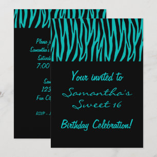 Convite Zebra Teal