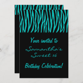 Convite Zebra Teal Personalizada