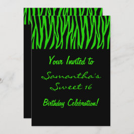 Convite Zebra Verde Personalizada