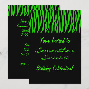 Convite Zebra Verde Personalizada