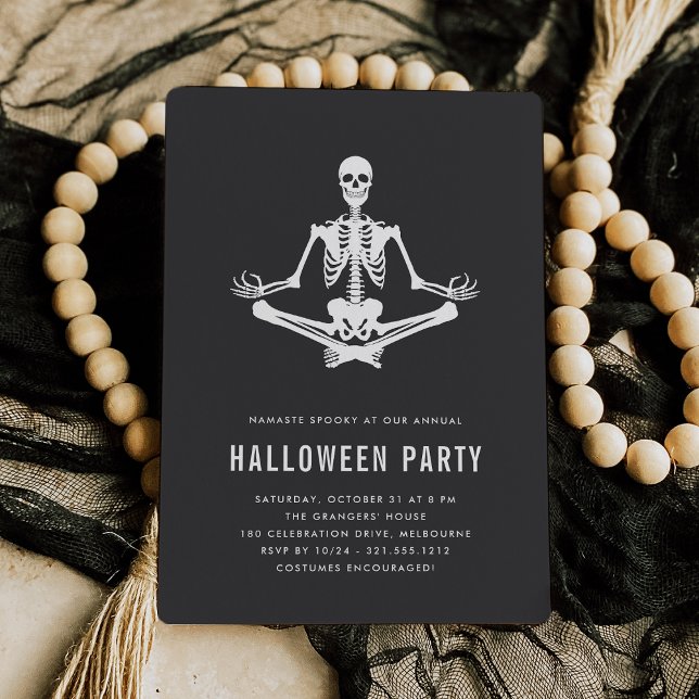 Convite Zen Skeleton Halloween Party (Criador carregado)