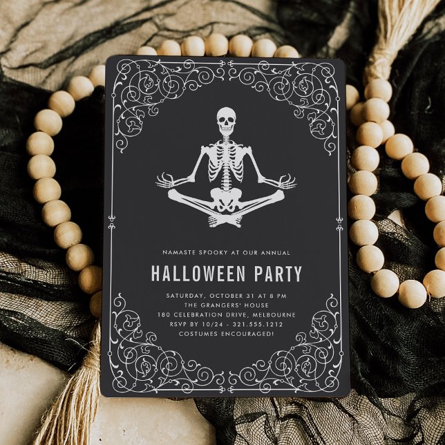 Convite Zen Skeleton Halloween Party (Criador carregado)