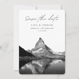 Convite Zermatt Salve a Suiça de data preto e branco