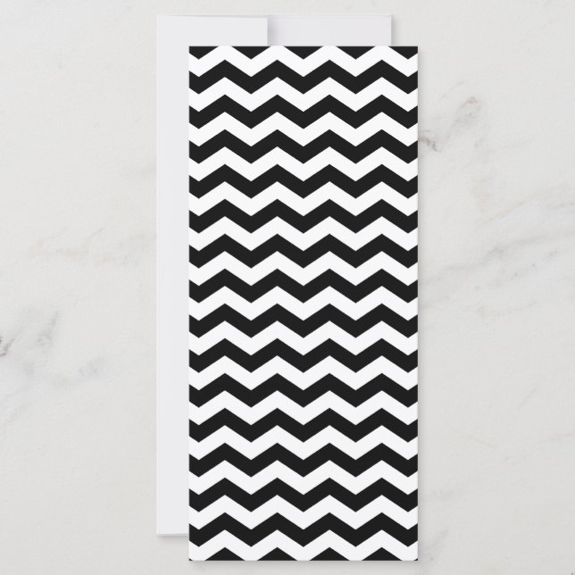 Convite Zigue-Zague Preto e Branco em Branco (Frente)