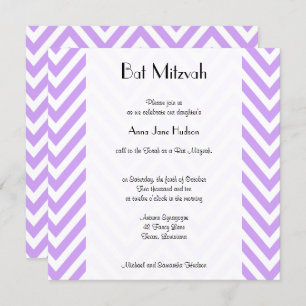 Convite Zigzag Roxo, Chevron Roxo, Bat Mitzvah