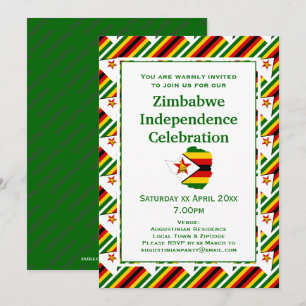 Convite ZIMBABWE INDEPENDÊNCIA CELEBRATION Bandeira do Zim