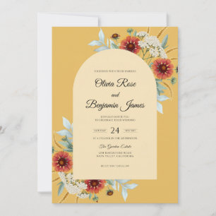 Convite Zinnia Eucalipto Ferrugem Mostarda Casamento