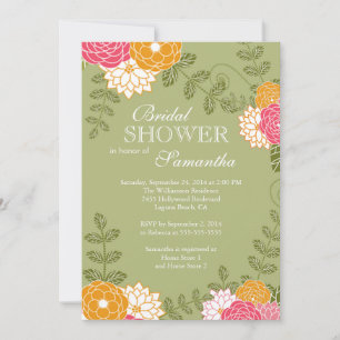Convite Zinnia Floral Moderna e Chá de panela Flor do Mãe