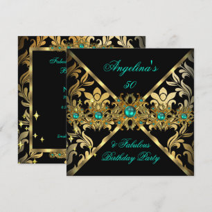 Convite ZIZZAGO DESIGN Fabulosa Festa Damasco Dourado Jade
