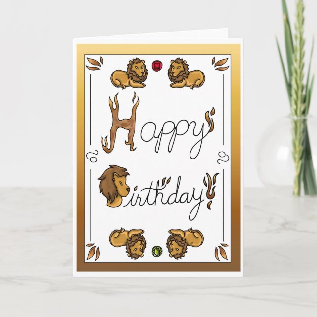 Convite Zodiac Birthday Card Leo (Frente)