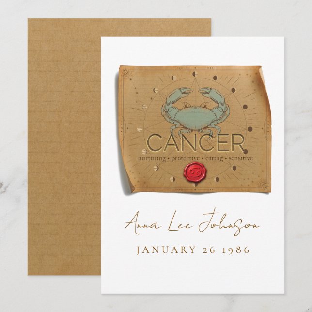 Convite ZODIAC - Cancer - Personalized Birthday Card (Frente/Verso)