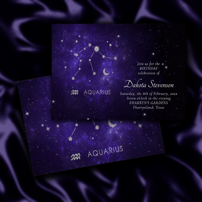 Convite Zodiac Purple Aquarius | Astrologia Horóscopo (Criador carregado)