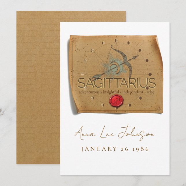 Convite ZODIAC - Sagittarius - Personalized Birthday Card (Frente/Verso)