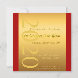 Convite Zodiac Yin Yang Bamboo Chinês Rato Ano 2020 P