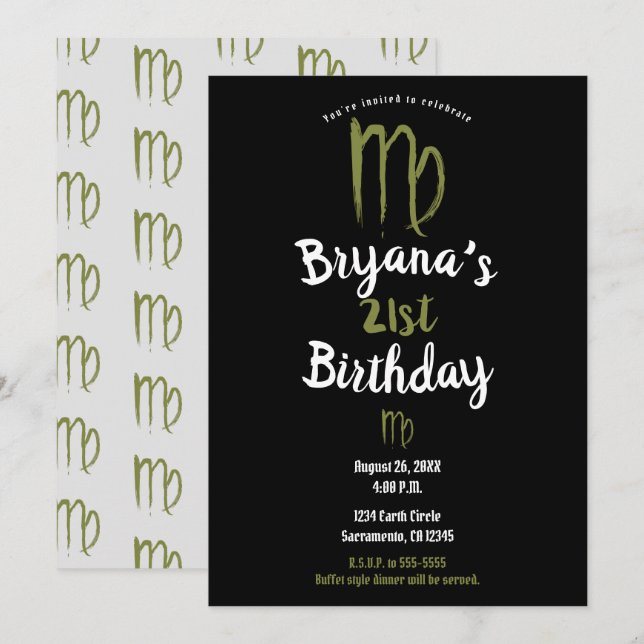 Convite Zodíaco VIRGEM Agosto Setembro Aniversário Astrolo (Frente/Verso)