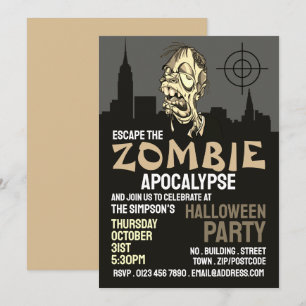 Convite Zombie Apocalypse Theme Escape Room Halloween