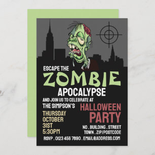 Convite Zombie Apocalypse Theme Escape Room Halloween