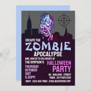 Convite Zombie Apocalypse Theme Escape Room Halloween