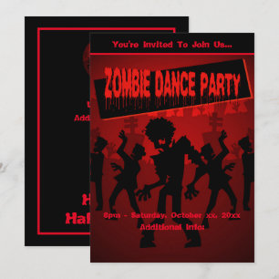 Convite Zombie Dance Party Black & Orange