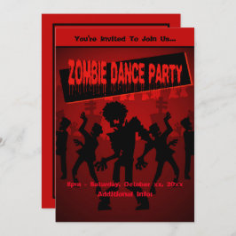 Convite Zombie Dance Party Orange