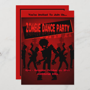 Convite Zombie Dance Party Orange