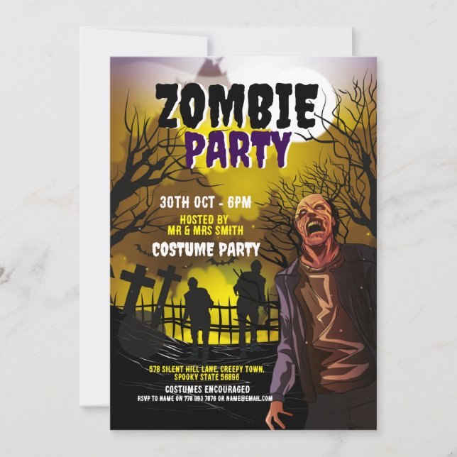 Convite Zombie Halloween Party Horror (Frente)