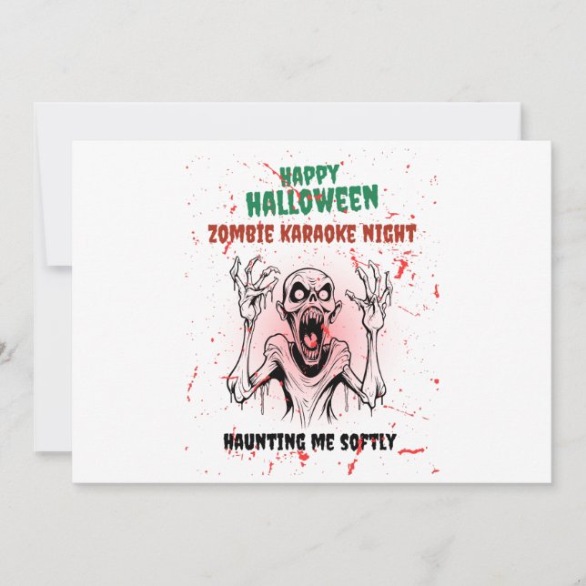 Convite Zombie Karaoke Night – Funny Halloween Party (Frente)