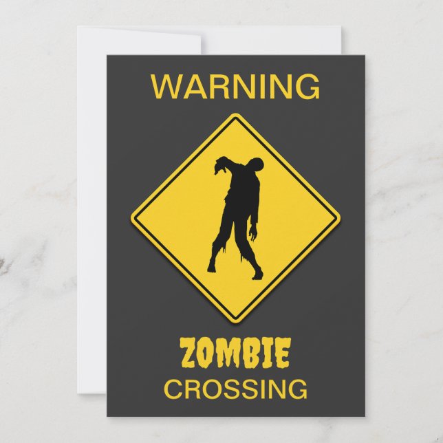 Convite Zombie Warning Halloween (Frente)