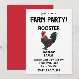 Convite Zoo de Carícias de Galo Eu Acordo Cedo Galo Engraç