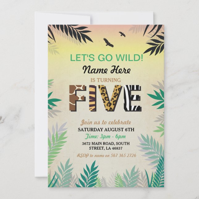 Convite ZOO para a Quinta Festa de aniversário Sel (Frente)