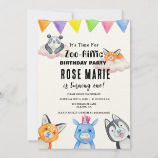Convite Zoo Personalizado - Frigorífico, Animais Bebês Ani