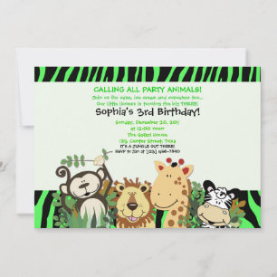 Convite ZOO TRW 5 x 7 Trendy Zebra Stripe Jungle Party