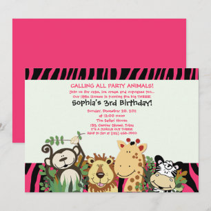 Convite ZOO TRW 5 x 7 Trendy Zebra Stripe Jungle Party