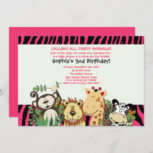 Convite ZOO TRW 5x7 Trendy Zebra Stripe Jungle Party