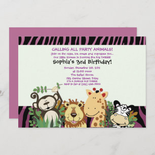 Convite ZOO TRW 5x7 Trendy Zebra Stripe Jungle Party